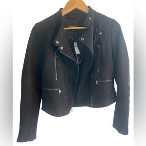 Banana Republic Black Vegan Suede Moto Jacket size small NWT